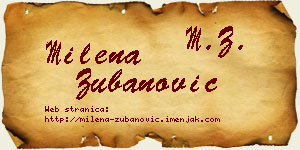 Milena Zubanović vizit kartica